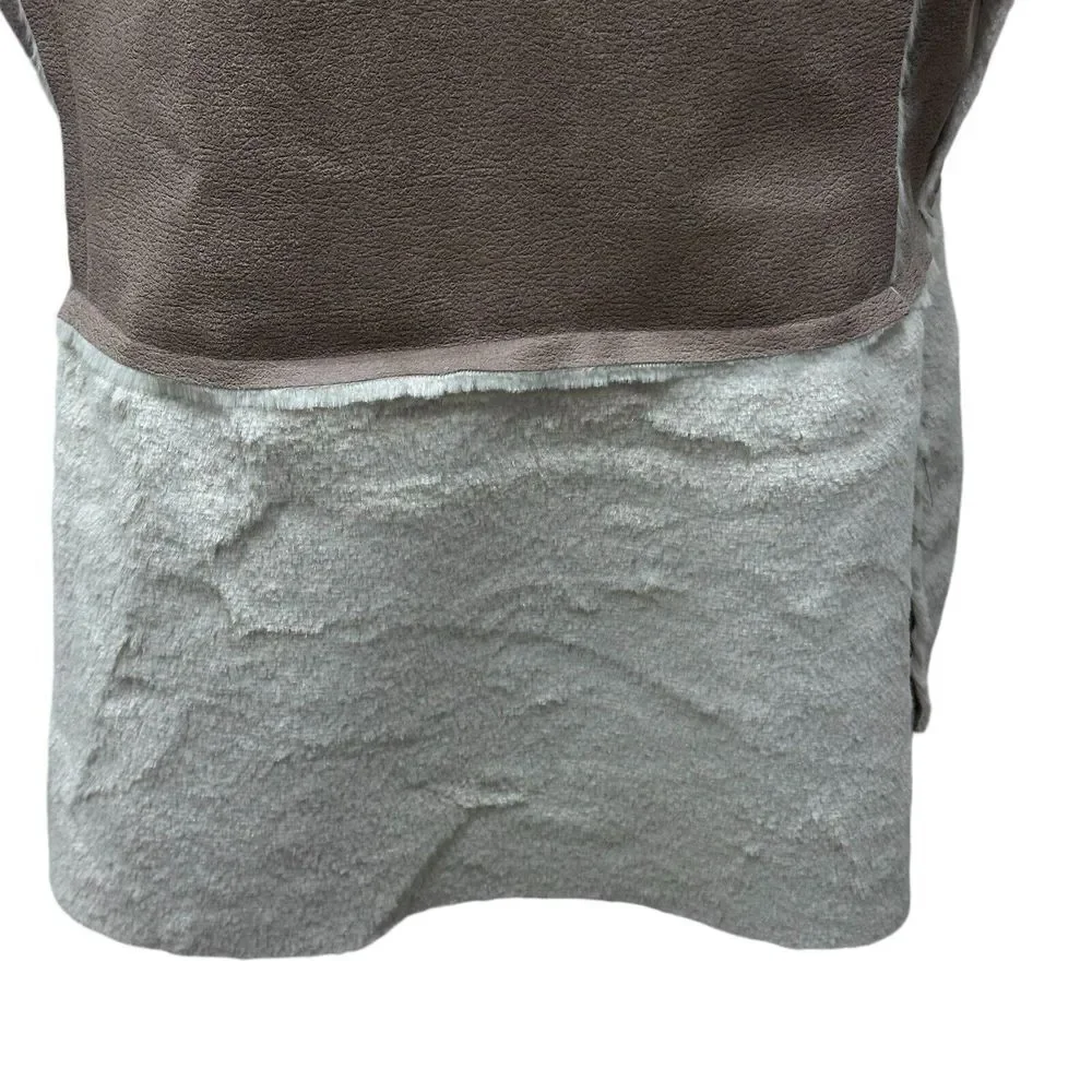 Chicos‎ Vest Medium (2) Suede & Faux Fur Vest Brown Cream NWT